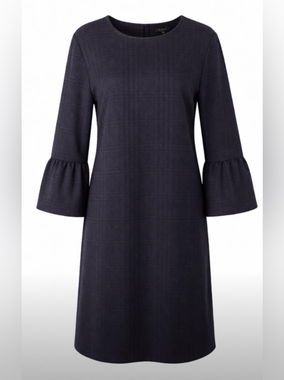 Banana Republic Size Medium Dress Navy Knit Textured Shift Bell 3/4 Sleeves